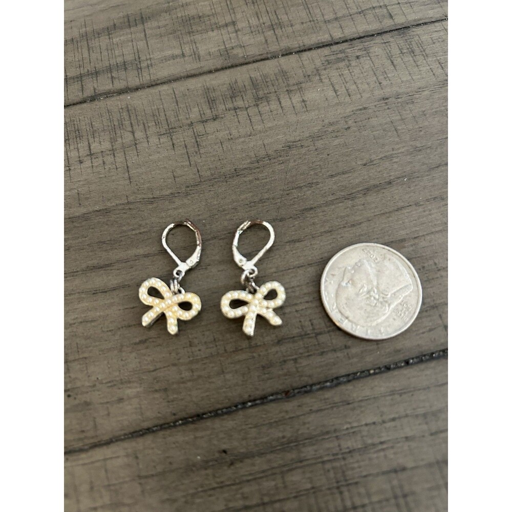 Small Sparkly Bow Dangle Earrings